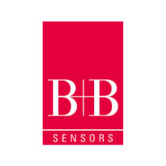 Logo von B+B Sensors in Rot mit weißer Schrift